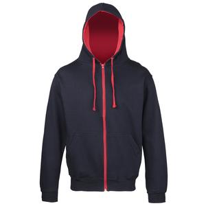 AWDis Hoods JH053 - Camisola de capuz - Varsity zoodie New French Navy/ Fire Red