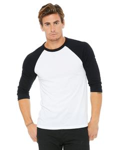 Bella+Canvas 3200 - Unisex 3/4-Sleeve Baseball T-Shirt White/Black