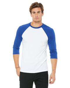 Bella+Canvas 3200 - Unisex 3/4-Sleeve Baseball T-Shirt White/True Royal