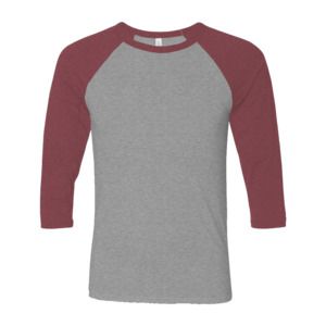 Bella+Canvas 3200 - Unisex 3/4-Sleeve Baseball T-Shirt Grey/Maroon Triblend