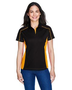 Ash City Extreme 75113 - Fuse Polos Ladies' Snag Protection Plus Color-Block Polos  Black/Campus Gold