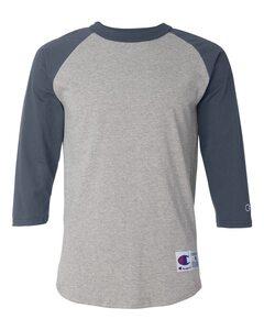 Champion T137 - Raglan Baseball T-Shirt Oxford Grey/ Navy