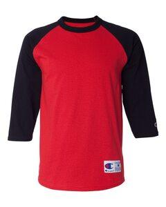 Champion T137 - Raglan Baseball T-Shirt Scarlet/ Black