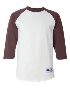 Champion T137 - Raglan Baseball T-Shirt White/ Maroon