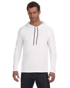 Anvil 987 - Lightweight Long Sleeve Hooded T-Shirt White/ Dark Grey