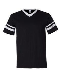 Augusta Sportswear 360 - V-Neck Jersey with Striped Sleeves Black/ White