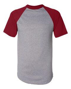Augusta Sportswear 423 - Short Sleeve Baseball Jersey Athletic Heather/ Red