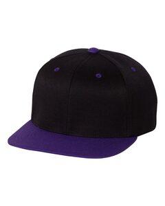 Flexfit 110F - Wool Blend Flat Bill Snapback Cap Black/ Purple