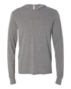 Bella+Canvas 3512 - Unisex Long Sleeve Jersey Hooded T-Shirt Grey Triblend