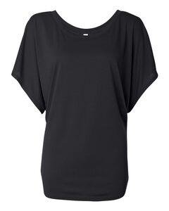 Bella+Canvas 8821 - Ladies' Flowy Draped Sleeve Dolman T-Shirt Black