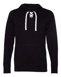 J. America 8231 - Sport Lace Jersey Hooded Pullover T-Shirt Black