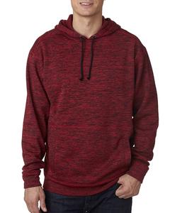 J. America 8613 - Cosmic Poly Hooded Pullover Sweatshirt Red Fleck