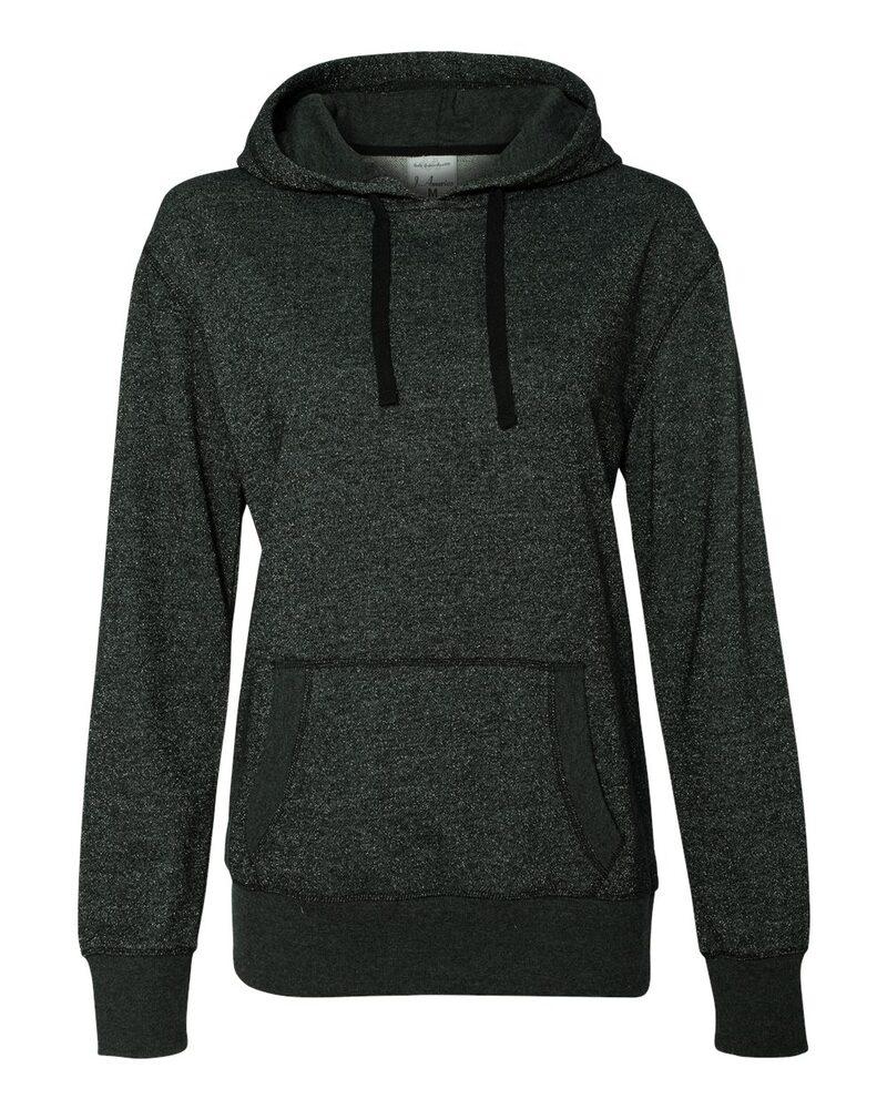J. America 8860 - Ladies' Glitter French Terry Hooded Pullover