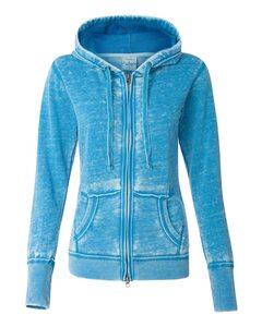J. America 8913 - Ladies' Zen Fleece Full-Zip Hooded Sweatshirt Oceanberry