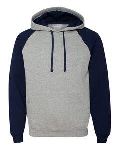 JERZEES 96CR - Nublend® Colorblocked Hooded Pullover Sweatshirt Oxford/ J. Navy
