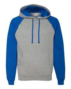 JERZEES 96CR - Nublend® Colorblocked Hooded Pullover Sweatshirt Oxford/ Royal