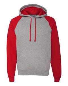 JERZEES 96CR - Nublend® Colorblocked Hooded Pullover Sweatshirt Oxford/ True Red