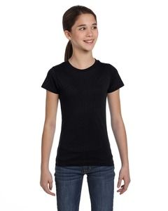 LAT 2616 - Girls' Fine Jersey Longer Length T-Shirt Black