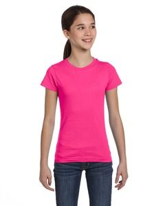 LAT 2616 - Girls' Fine Jersey Longer Length T-Shirt Hot Pink