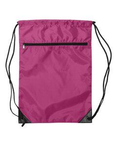 Liberty Bags 8888 - Denier Nylon Zippered Drawstring Backpack Hot Pink