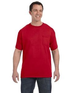 Hanes 5590 - T-Shirt with a Pocket De color rojo oscuro
