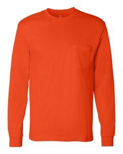 Hanes 5596 - Tagless® Long Sleeve T-Shirt with a Pocket Naranja