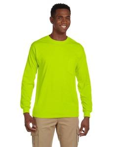 Gildan G241 - Ultra Cotton® 6 oz. Long-Sleeve Pocket T-Shirt Safety Green