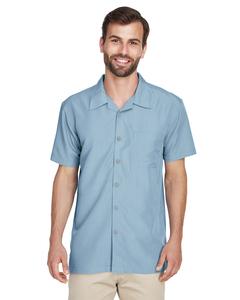 Harriton M560 - Men's Barbados Textured Camp Shirt Cloud Blue