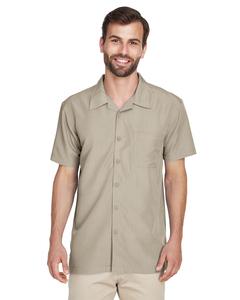 Harriton M560 - Men's Barbados Textured Camp Shirt Caqui