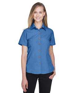 Harriton M560W - Ladies Barbados Textured Camp Shirt Piscina Azul