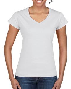 Gildan G64VL - Softstyle® Ladies 4.5 oz. Junior Fit V-Neck T-Shirt White