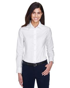 Harriton M600W - Ladies Long-Sleeve Oxford with Stain-Release Blanca