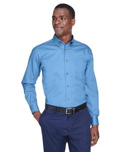 Harriton M500 - Men's Easy Blend Long-Sleeve Twill Shirt with Stain-Release Lt College Blue