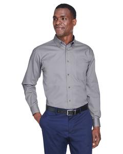 Harriton M500 - Men's Easy Blend Long-Sleeve Twill Shirt with Stain-Release Dark Grey