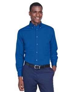Harriton M500 - Men's Easy Blend Long-Sleeve Twill Shirt with Stain-Release Bleu Francais
