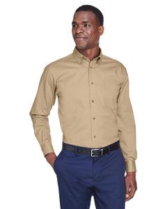 Harriton M500 - Men's Easy Blend Long-Sleeve Twill Shirt with Stain-Release Stone