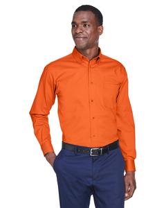 Harriton M500 - Men's Easy Blend Long-Sleeve Twill Shirt with Stain-Release Orange