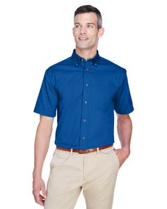 Harriton M500S - Men's Easy Blend Short-Sleeve Twill Shirt with Stain-Release Bleu Francais