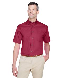 Harriton M500S - Men's Easy Blend Short-Sleeve Twill Shirt with Stain-Release Wine