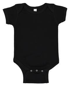 Rabbit Skins 4400 - Infant 5 oz. Baby Rib Lap Shoulder Bodysuit Black
