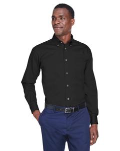 Harriton M500 - Men's Easy Blend Long-Sleeve Twill Shirt with Stain-Release Black