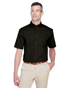 Harriton M500S - Men's Easy Blend Short-Sleeve Twill Shirt with Stain-Release Noir