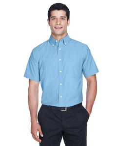 Harriton M600S - Men's Short-Sleeve Oxford with Stain-Release Light Blue