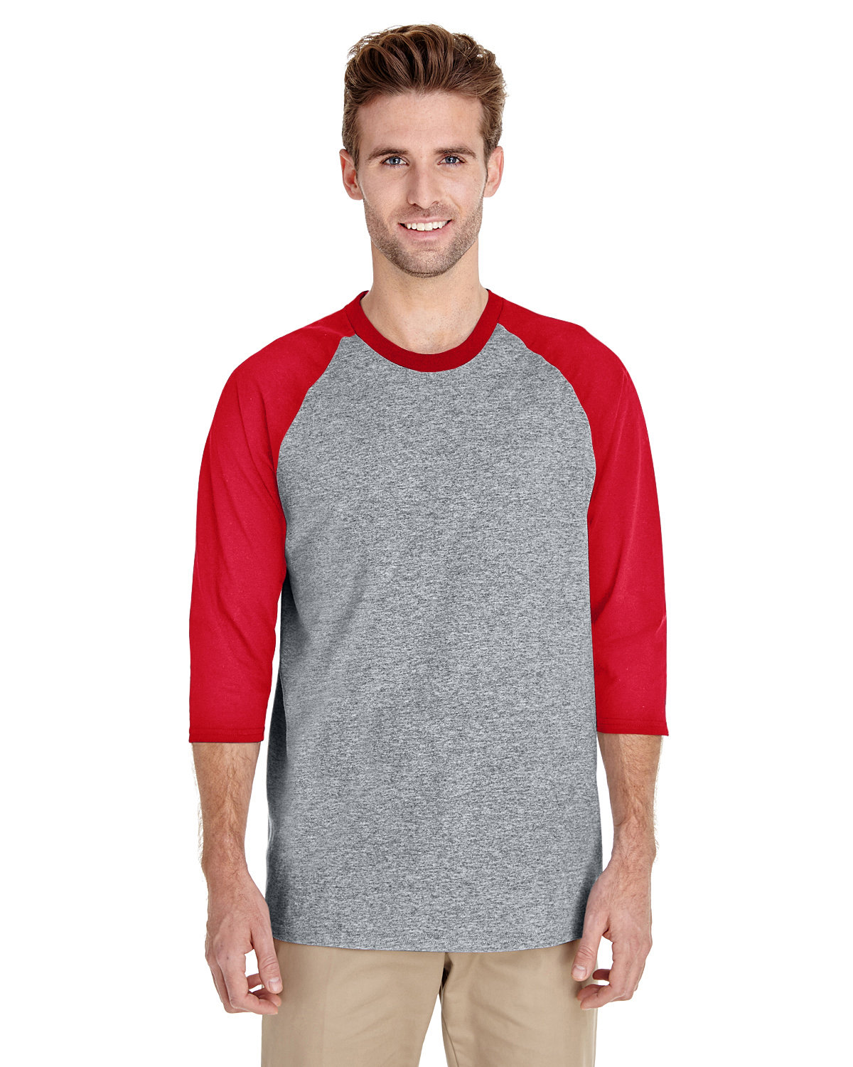 grey and red baseball jersey
