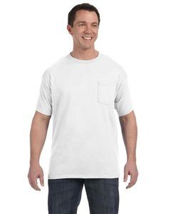 Hanes 5590 - T-Shirt with a Pocket Blanca