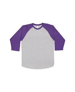 LAT 6930 - Remera vintage jersey de manga tres cuartos de beisbol Vintage Heather/ Vintage Purple