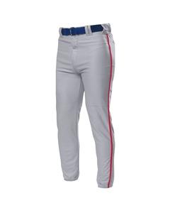 A4 N6178 - Pro Style Elastic Bottom Baseball Pants Grey/Scarlet