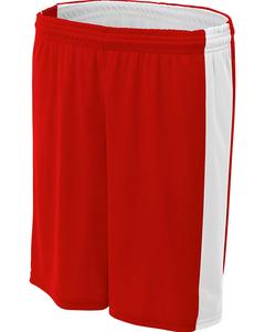 A4 NW5284 - Ladies Reversible Moisture Management Shorts Scarlet/White