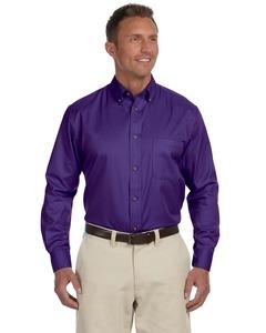 Harriton M500 - Men's Easy Blend Long-Sleeve Twill Shirt with Stain-Release Team Purple