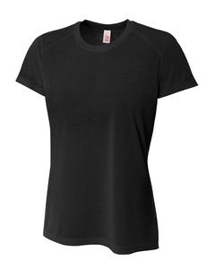 A4 NW3264 - Ladies Shorts Sleeve Spun Poly T-Shirt Black